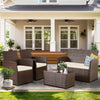 Rattan 4-Piece Conversation Set with Glass Coffee Table
