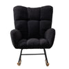 Teddy Fabric Wingback Glider Rocker with Side Pocket, Dark Navy