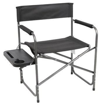 Folding Director Chair with Side Table, Black