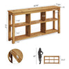 Long Solid Wood Console Table with Adjustable Shelves