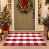 Christmas Red and White Plaid Door Mat