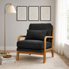 Solid Wood Lounge Chair with Nubby Dark Gray Upholstery
