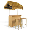 Hawaiian-Style Outdoor Bar Set — Acacia & Grass Canopy, Seats 2