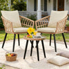 3-Piece Wicker Bistro Set with Cushions, Beige