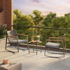 Outdoor Rocking Bistro Set With Cushions And Glass Table