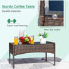 4 Piece Wicker Patio Set With Glass Table Beige Cushions
