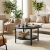 31.5" Round 2-Tier Coffee Table with Open Storage Shelf
