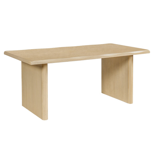 Scalloped Oak Veneer Dining Table with Ribbed Legs, 68.75"