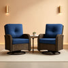 Wicker Swivel Rocker Chairs Set of 2 with Glass-Top Side Table
