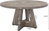 47-Inch Round Wood Farmhouse Dining Table, Grey