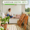 3-Piece Folding Bistro Set with Cushions, Acacia Wood