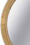 Round Woven Rattan Accent Wall Mirror, Brown, 31.9 in