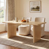 Scalloped Oak Veneer Dining Table with Ribbed Legs, 68.75"