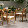 Acacia Wood Outdoor Dining Chairs with Water-Resistant Cushions