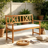 2-Person Acacia Wood Outdoor Loveseat Bench with Removable Cushion
