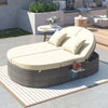 Adjustable Outdoor Rattan Daybed for Two, Gray or Beige