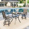 Counter Height Outdoor Bar Set With 2 Swivel Chairs-0