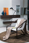 29-Inch Grey Eco Leather Lounge Chair with Metal Frame