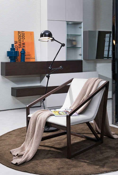 29-Inch Grey Eco Leather Lounge Chair with Metal Frame