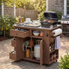 Extendable Outdoor Kitchen Island — Solid Wood