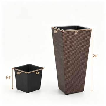 Set Of 2 Rattan Planters With Removable Inner Pots