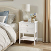 Pine 2-Drawer Nightstand & End Side Table, White