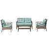 4-Piece PE Wicker Conversation Set with Black Metal Table