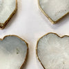 White and Gray Agate Heart Coasters – Set of 4