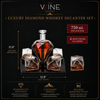 Diamond Decanter Set with Mahogany Base and Whiskey Glasses