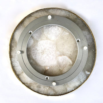 White Agate LazySusan | Countertop | Turntable | Centerpiece |