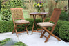 Eucalyptus Wood 3-Piece Foldable Bistro Set with Beige Cushions