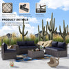 Navy Blue 6-Piece Outdoor Sectional Sofa Set with PE Rattan