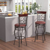 Swivel Bar Stools with Padded Leather Seat, Set of 2 - Brown