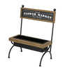 Rustic Brown Wood Planter Stand with Black Iron Frame, 24 in Tall