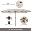 15 Ft Double-Sided Patio Umbrella, Extra-Large Outdoor Market Shade