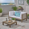 3-Piece Outdoor Loveseat Set with Coffee Table, Acacia Wood