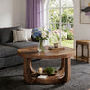 Two-Tier Round Side Table in Rustic Brown