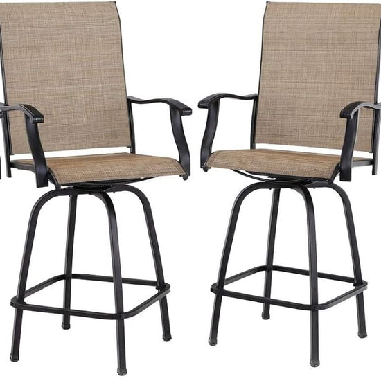 Swivel Outdoor Bar Stools Set of Four Durable Chairs-0