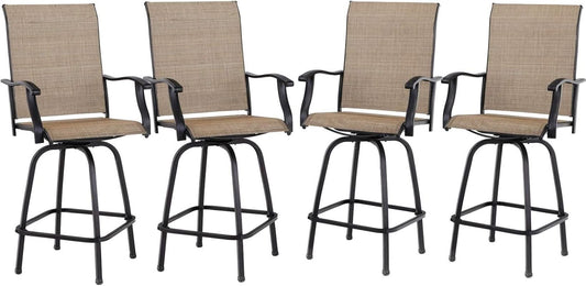 Swivel Outdoor Bar Stools Set of Four Durable Chairs-0