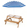 Navy Kids Picnic Table with Adjustable Umbrella & Sand-Water Play