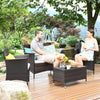 4-Piece Outdoor Rattan Conversation Set with Cushions-2