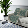 Abstract Leaves Green Plush Throw Blanket