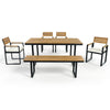 6-Piece Acacia Wood Outdoor Dining Set with Table, Chairs & Bench