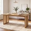 Rubberwood Dining Table with Rattan Accents, Seats 6