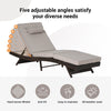 Outdoor Wicker Chaise Lounge with Adjustable Backrest, Armrests and
