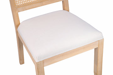 Cane Back Rattan Dining Chairs, Set of 2 — Beige