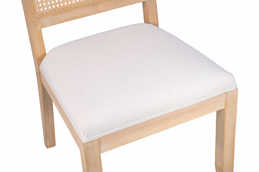 Cane Back Rattan Dining Chairs, Set of 2 — Beige