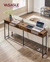 70-Inch Rustic Console Table with Built-In Outlet and Shelves