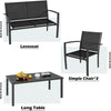4-Piece Black Patio Set with Table and Lounge Chairs