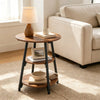 Rustic Brown 3-Tier Metal Side Table with Open Shelves